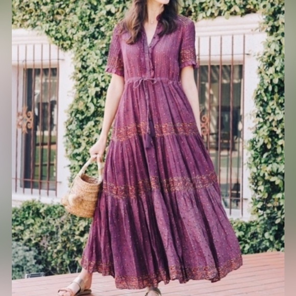 Free People Rare Feelings Maxi Dress | Purple Combo | Size XS | Boho Cottagecore - Picture 3 of 13